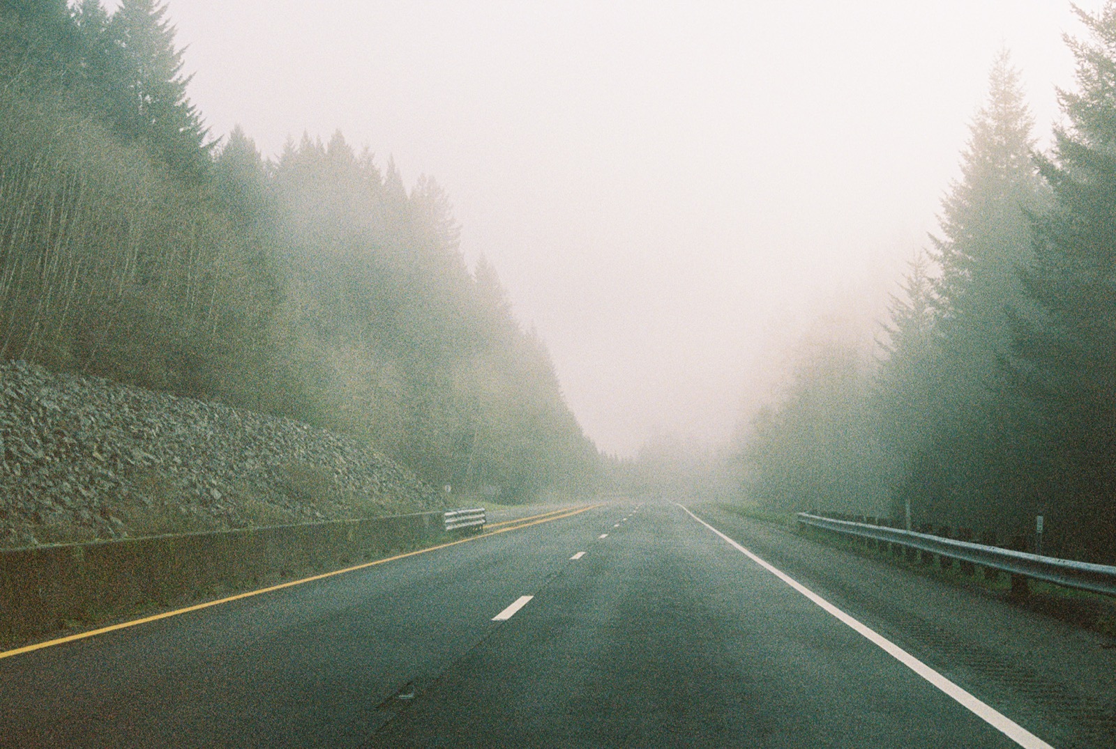 Foggy highway through Oregon