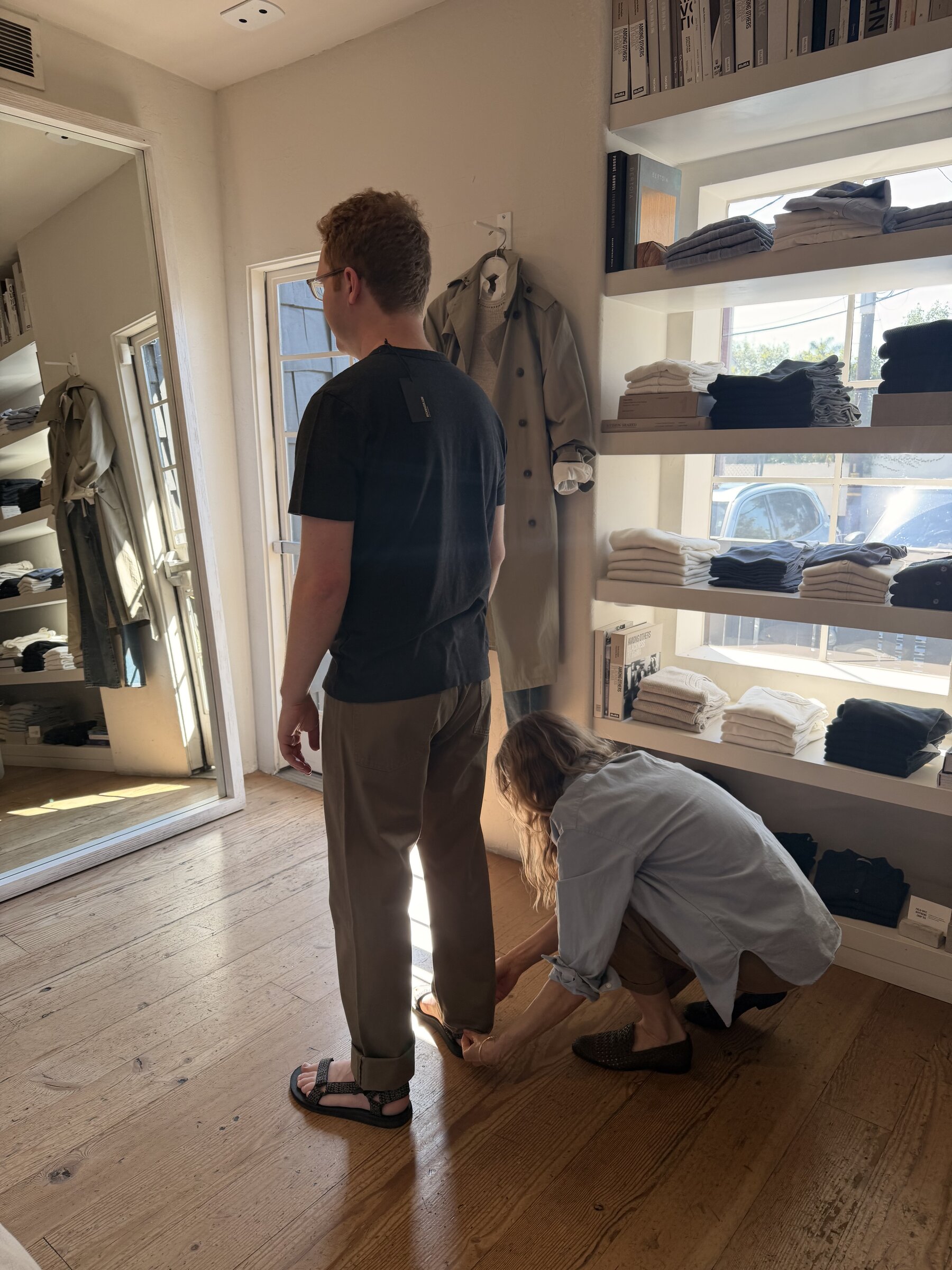 Shopping with Dylan at Buck Mason