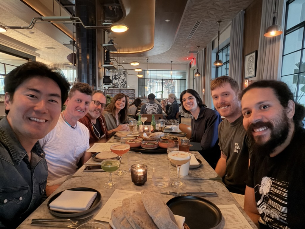 Team dinner at a restaurant in LA