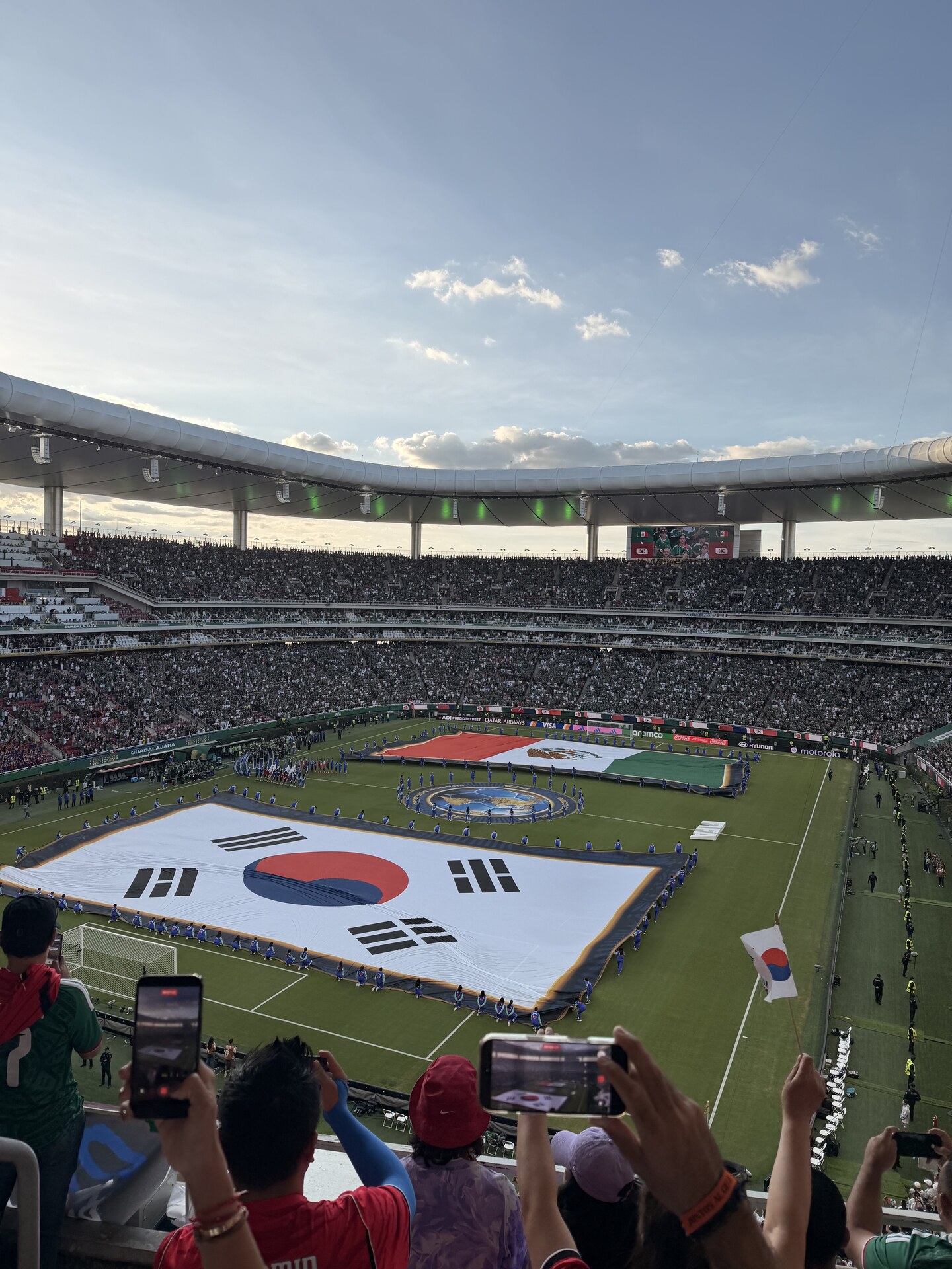 Estadio Akron filled with fans during the pre-match flag ceremony for Korea vs Mexico